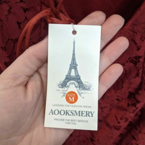 New Women's Red Lace Bodycon High-Low Dress - Medium - Picture 4 of 10